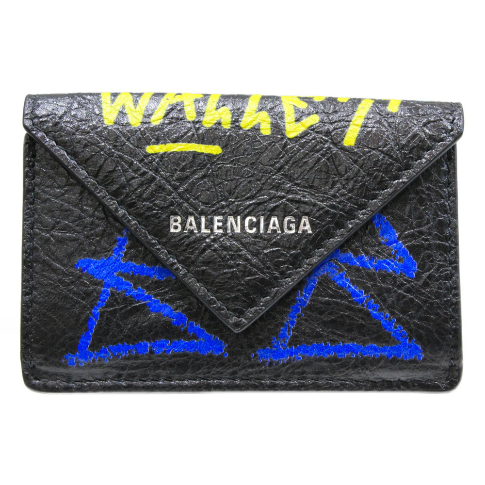 BALENCIAGA Paper Wallet GARFFITI Black Leather Folding